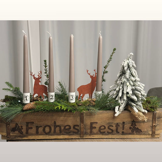 Vintage Adventskranz in Holzoptik