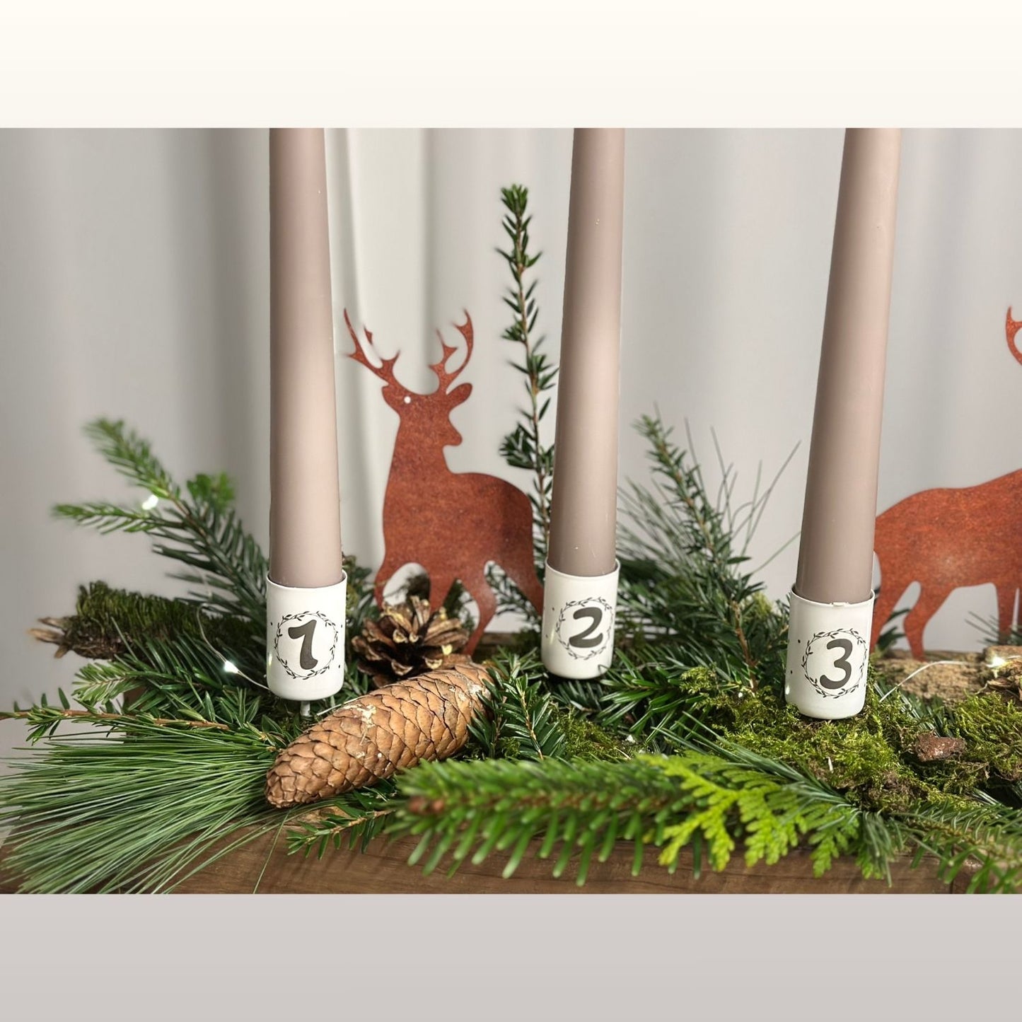 Vintage Adventskranz in Holzoptik