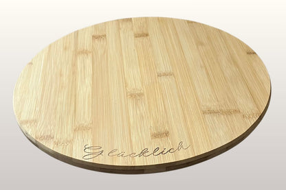 Servierplatte aus Bambus mit personalisierten Spruch