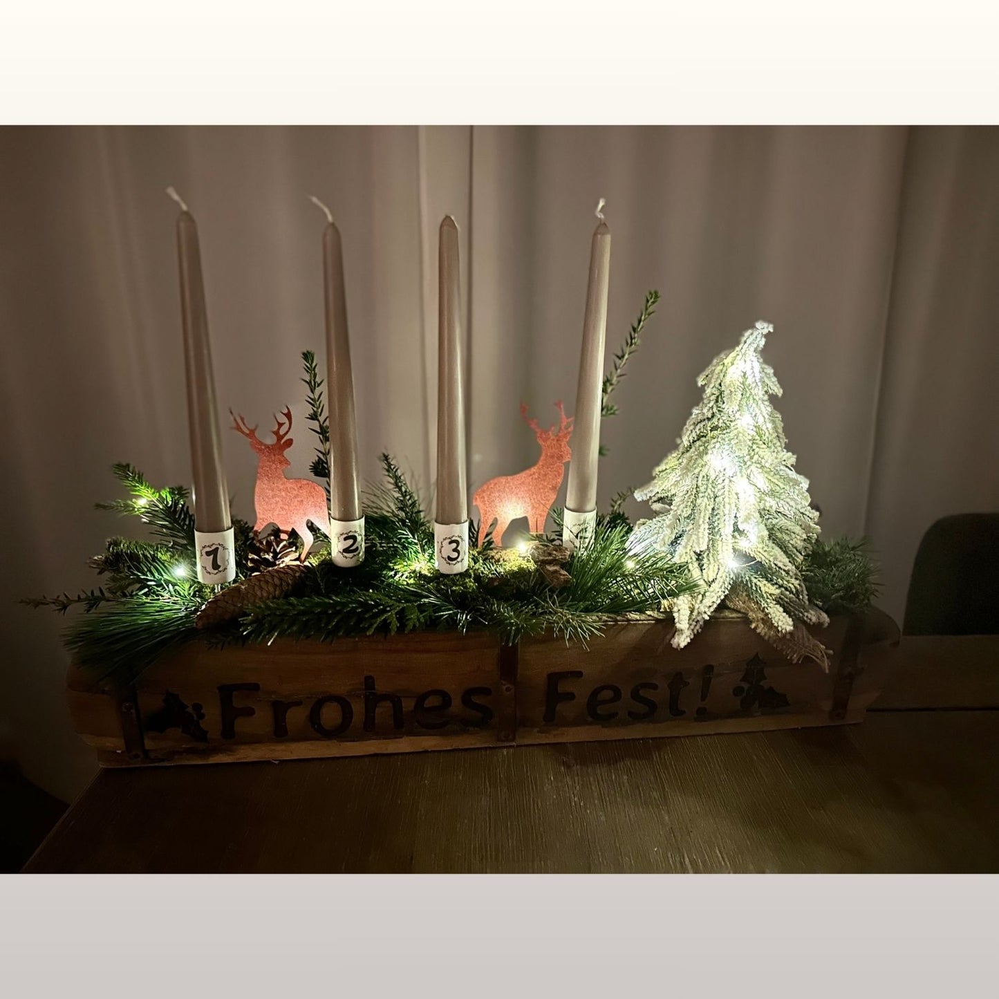 Vintage Adventskranz in Holzoptik