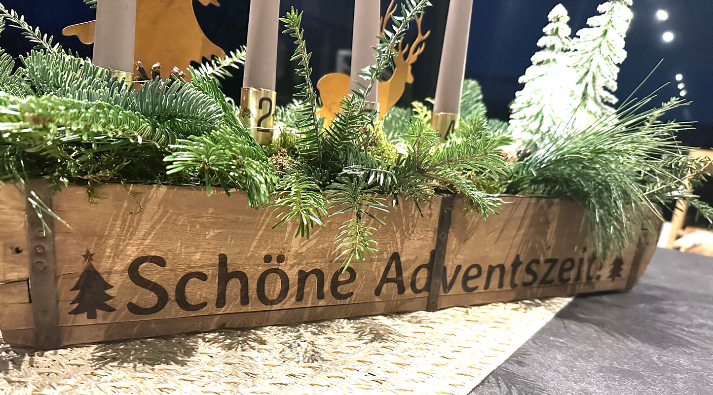 Vintage Adventskranz in Holzoptik