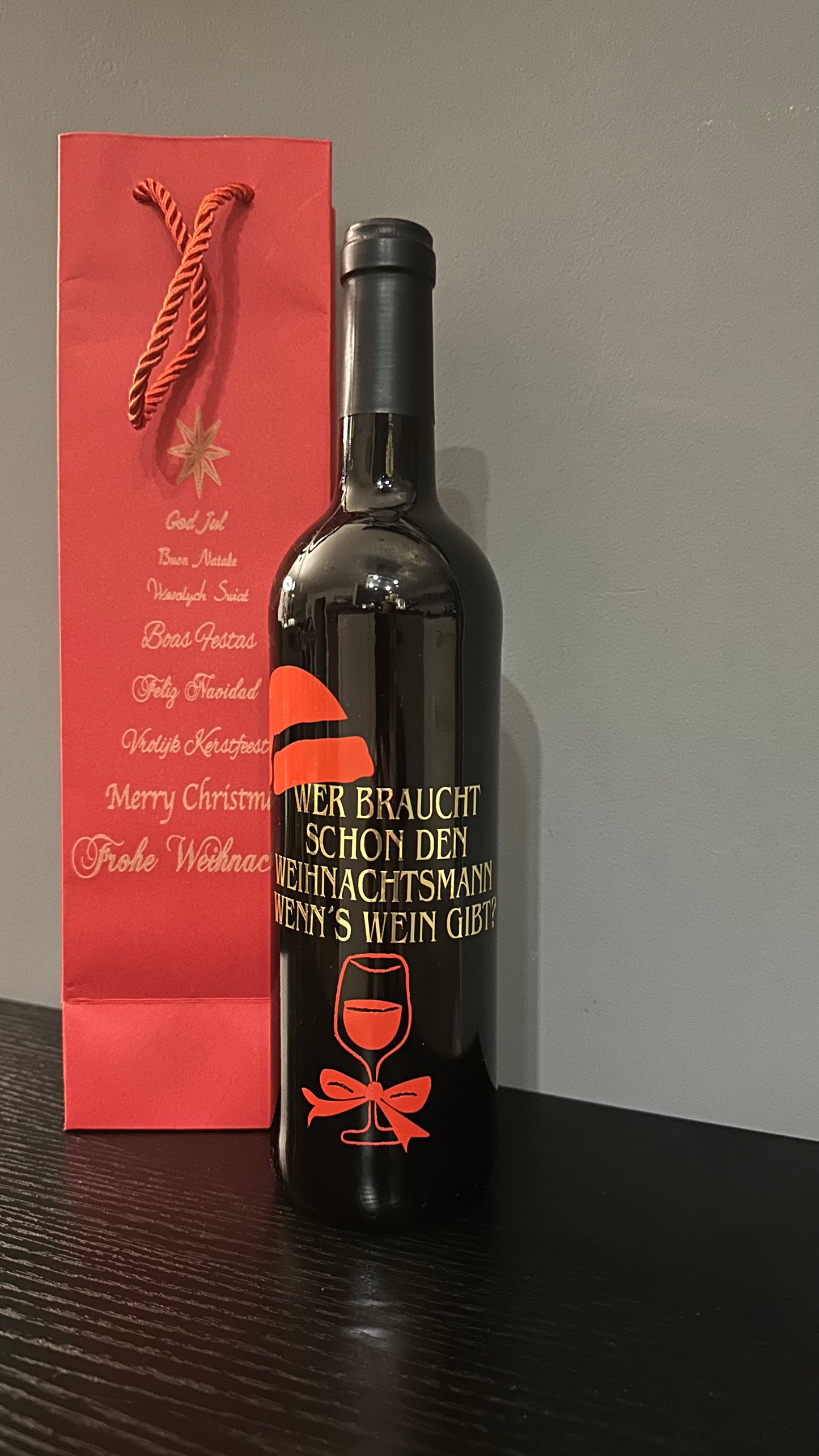 Weinflasche mit Sprüchen