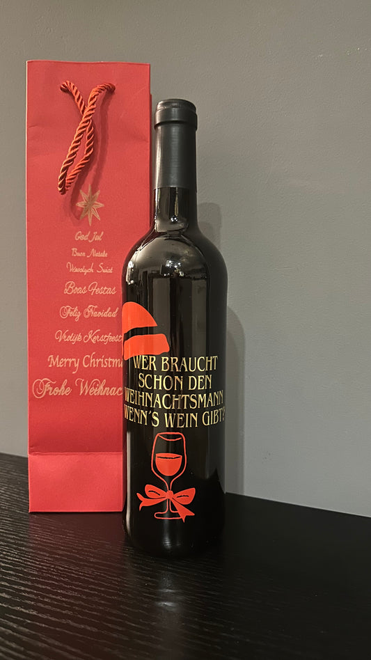 Weinflasche mit Sprüchen