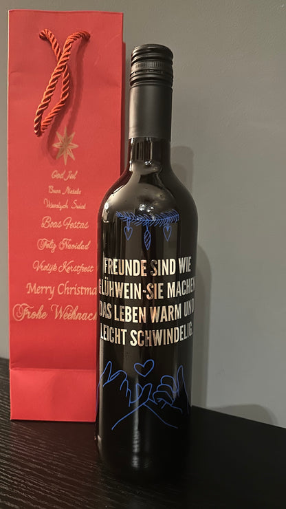 Glühweinflaschen mit Spüchen