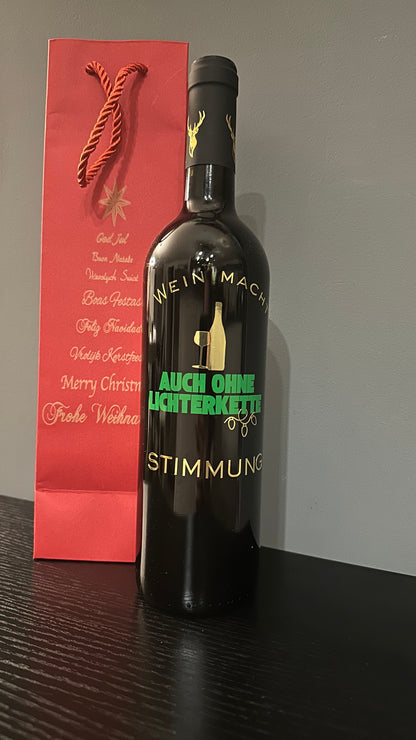 Weinflasche mit Sprüchen