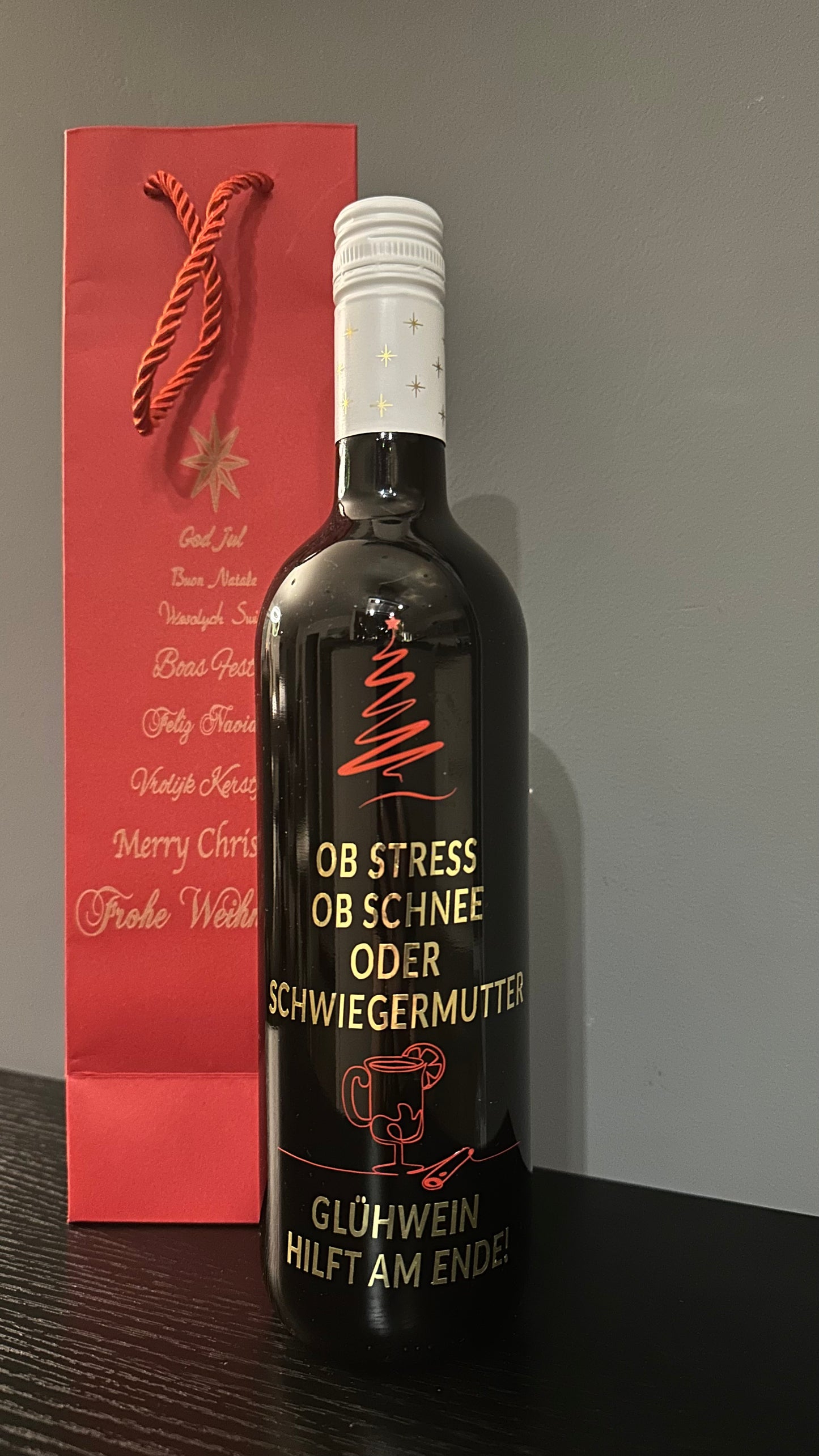 Glühweinflaschen mit Spüchen