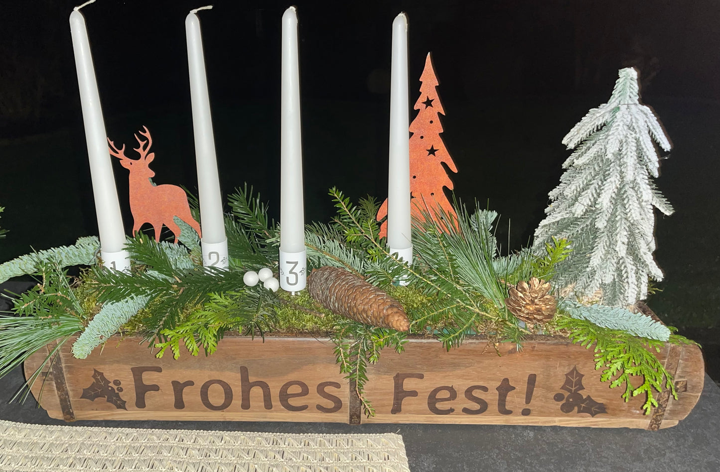 Vintage Adventskranz in Holzoptik